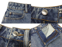 画像をギャラリービューアに読み込む, 極美品 ALEXANDER WANG アレキサンダーワン クリスタル デニムショーツ 161085 コットン ブルー サイズ24 中古 4c075520