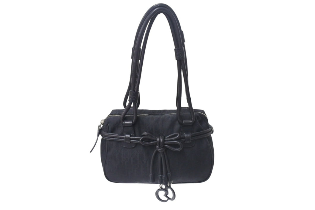 CHRISTIAN DIOR クリスチャンディオール トロッター ショルダーバッグ ブラック シルバー金具 美品 中古 4c075631