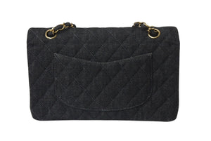 極美品 CHANEL シャネル チェーンショルダーバッグ マトラッセ25 デニム ブラック ゴールド金具 6番台 中古 4c075676