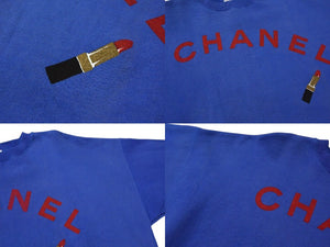 CHANEL シャネル スウェットシャツ サイズXL 26413 ヴィンテージ リップモチーフ ココマーク ロゴプリント ブルー 美品 中古 4c075749