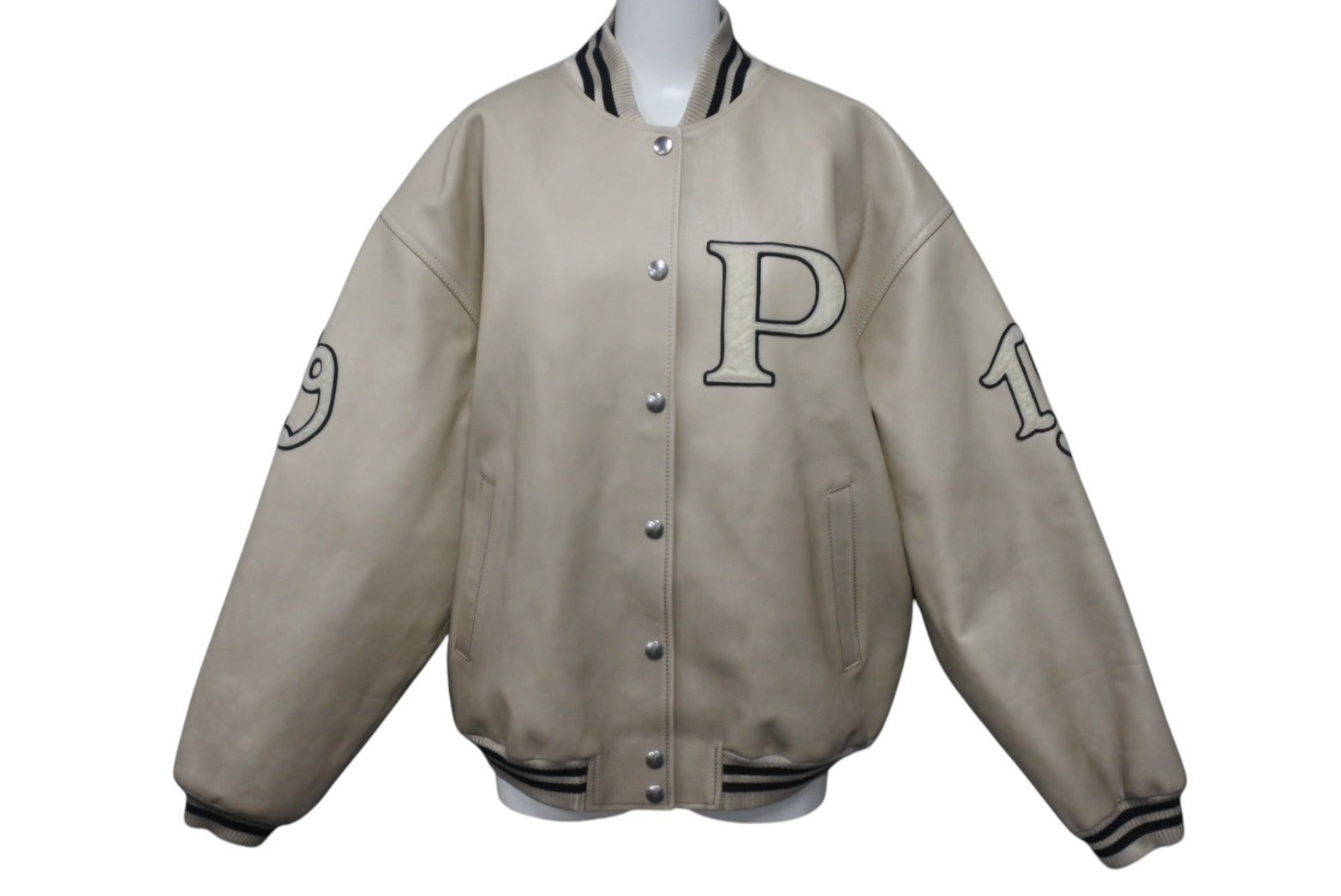 極美品 PRADA プラダ FROM THE RUNWAY パッチ付 レザー ボンバー 