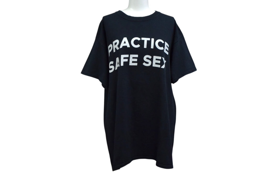 VINTAGE ヴィンテージ PRACTICE SAFE SEX Tシャツ サイズタグ無し 古着 ブラック 中古 4c075761