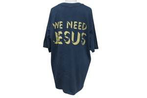 VINTAGE ヴィンテージ 90's WE NEED JESUS ウィーニードジーザス 半袖Tシャツ サイズXL コットン ネイビー 古着 美品 中古 4c075768 