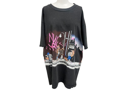 VINTAGE ヴィンテージ 90's ニューヨーク 半袖Tシャツ サイズXL アンヴィルボディ ブラック コットン 美品 中古 4c075780 
