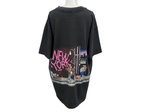 VINTAGE ヴィンテージ 90's ニューヨーク 半袖Tシャツ サイズXL アンヴィルボディ ブラック コットン 美品 中古 4c075780 