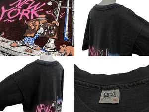 VINTAGE ヴィンテージ 90's ニューヨーク 半袖Tシャツ サイズXL アンヴィルボディ ブラック コットン 美品 中古 4c075780 