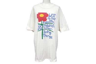 VINTAGE ヴィンテージ 90's War is not health 半袖Tシャツ サイズL 花プロジェクトアース コットン ホワイト 古着 美品 中古 4c075785 