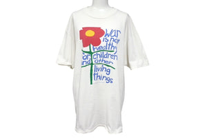 VINTAGE ヴィンテージ 90's War is not health 半袖Tシャツ サイズL 花プロジェクトアース コットン ホワイト 古着 美品 中古 4c075785 