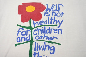 VINTAGE ヴィンテージ 90's War is not health 半袖Tシャツ サイズL 花プロジェクトアース コットン ホワイト 古着 美品 中古 4c075785 