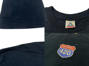 VINTAGE ヴィンテージ HIGHWAY 420 ハイウェイ 半袖Tシャツ マリファナ パロディ ネイビー 古着 良品 中古 4c075789 