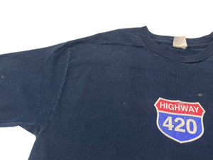 VINTAGE ヴィンテージ HIGHWAY 420 ハイウェイ 半袖Tシャツ マリファナ パロディ ネイビー 古着 良品 中古 4c075789 