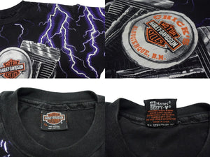極美品 VINTAGE ヴィンテージ 90's HARLEY DAVIDSON ハーレーダビッドソン 半袖Ｔシャツ サイズXL 総柄 古着 中古 4c075792