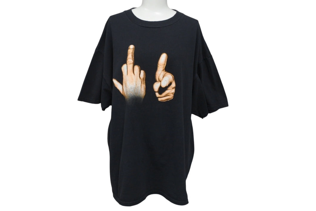 VINTAGE ヴィンテージ FUCK YOU HAND SIGN ハンドサイン 半袖Ｔシャツ ブラック コットン サイズXL 美品 中古 4c075793