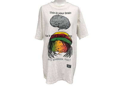 VINTAGE ヴィンテージ FASHION VICTIM ファッションヴィクティム This is your brain 半袖Tシャツ サイズL ラスタ 美品 中古 4c075819