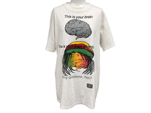 VINTAGE ヴィンテージ FASHION VICTIM ファッションヴィクティム This is your brain 半袖Tシャツ サイズL ラスタ 美品 中古 4c075819