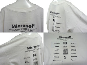 Microsoft マイクロソフト Windows XP 企業半袖Tシャツ ウィンドウズ 2001年製 コットン ホワイト サイズXL 美品 中古 4c075823 