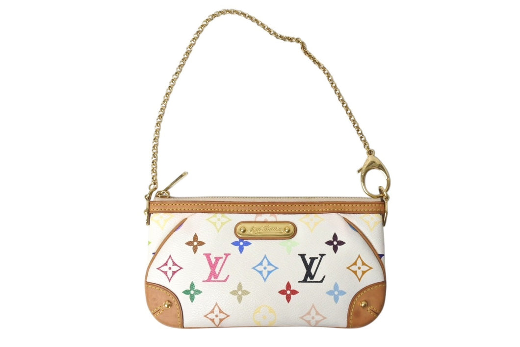 極美品 LOUIS VUITTON ルイヴィトン ポシェット ミラMM アクセサリーポーチ M60096 モノグラム マルチカラー ホワイト 中古 4c075834