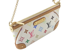 極美品 LOUIS VUITTON ルイヴィトン ポシェット ミラMM アクセサリーポーチ M60096 モノグラム マルチカラー ホワイト 中古 4c075834