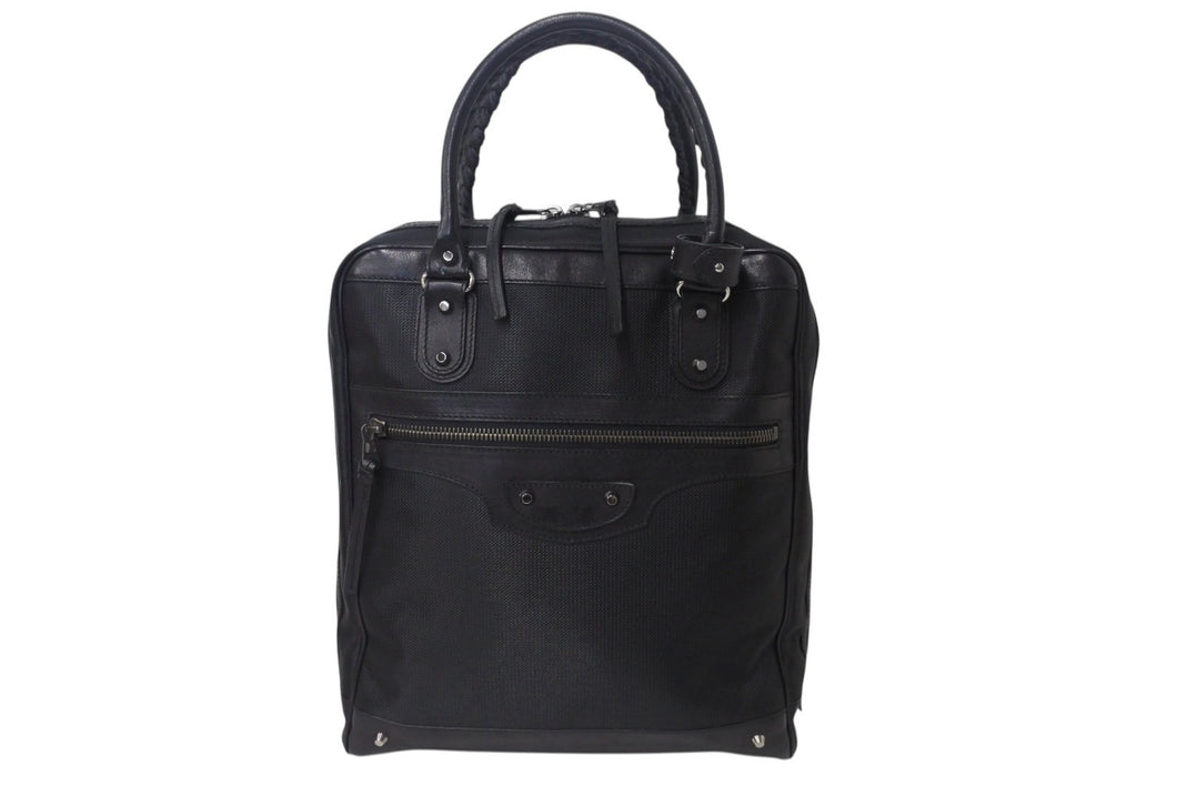 BALENCIAGA バレンシアガ ビジネス トートバッグ ハンドバッグ 248416 ナイロン イタリア製 レザー ブラック 美品 中古 4c075856