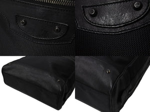 BALENCIAGA バレンシアガ ビジネス トートバッグ ハンドバッグ 248416 ナイロン イタリア製 レザー ブラック 美品 中古 4c075856