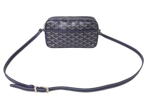 極美品 GOYARD ゴヤール カップヴェールPMバッグ ショルダーバッグ CAPVE2PMLTY01CL01P ネイビー PVC レザー シルバー金具 中古 4c075883