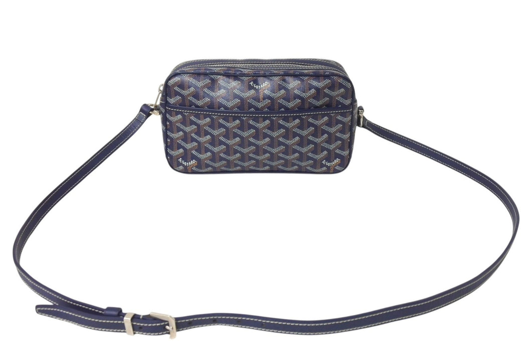 極美品 GOYARD ゴヤール カップヴェールPMバッグ ショルダーバッグ CAPVE2PMLTY01CL01P ネイビー PVC レザー シルバー金具 中古 4c075883