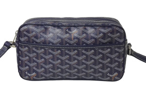 極美品 GOYARD ゴヤール カップヴェールPMバッグ ショルダーバッグ CAPVE2PMLTY01CL01P ネイビー PVC レザー シルバー金具 中古 4c075883