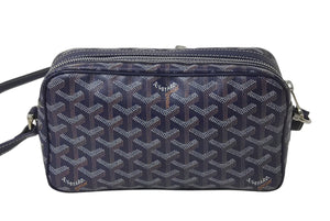 極美品 GOYARD ゴヤール カップヴェールPMバッグ ショルダーバッグ CAPVE2PMLTY01CL01P ネイビー PVC レザー シルバー金具 中古 4c075883