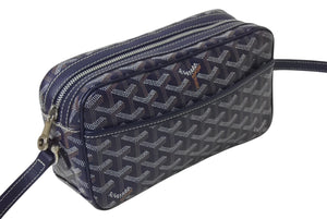 極美品 GOYARD ゴヤール カップヴェールPMバッグ ショルダーバッグ CAPVE2PMLTY01CL01P ネイビー PVC レザー シルバー金具 中古 4c075883