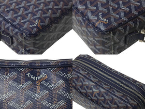 極美品 GOYARD ゴヤール カップヴェールPMバッグ ショルダーバッグ CAPVE2PMLTY01CL01P ネイビー PVC レザー シルバー金具 中古 4c075883