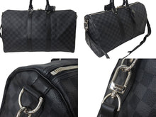 Load image into Gallery viewer, 極美品 LOUISVUITTON ルイヴィトン キーポルバンドリエール45 ボストンバッグ N41418 ダミエグラフィット 中古 4c075889