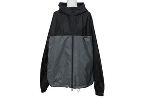 極美品 PRADA プラダ Re-Nylon リナイロンジャケット SGC601 24AW サイズL トライアングルロゴ グレー ブラック 中古 4c075902