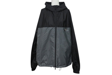 極美品 PRADA プラダ Re-Nylon リナイロンジャケット SGC601 24AW サイズL トライアングルロゴ グレー ブラック 中古 4c075902
