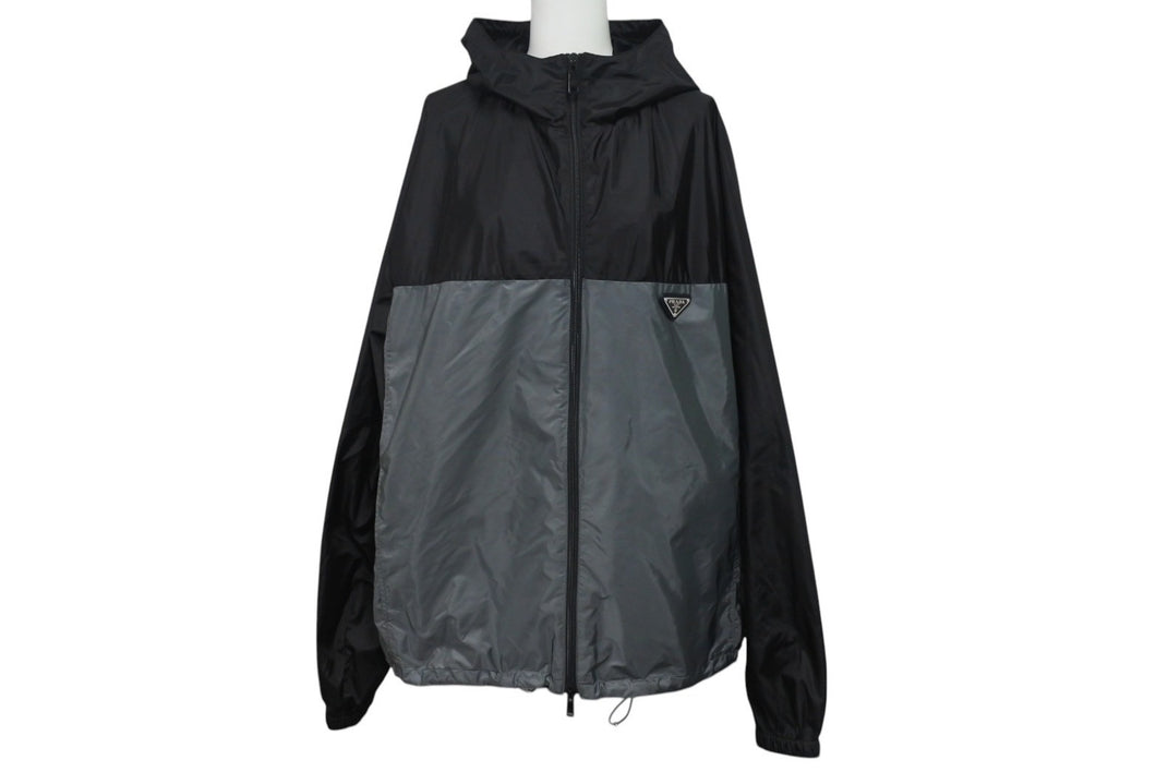 極美品 PRADA プラダ Re-Nylon リナイロンジャケット SGC601 24AW サイズL トライアングルロゴ グレー ブラック 中古 4c075902