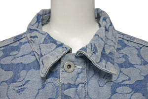 A BATHING APE アベイシングエイプ ソリッドカモ柄 クロップドデニムジャケット ブルー コットン S 001LJI302003L 中古 4c075940 