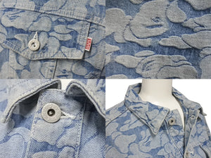 A BATHING APE アベイシングエイプ ソリッドカモ柄 クロップドデニムジャケット ブルー コットン S 001LJI302003L 中古 4c075940 
