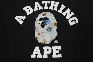 A BATHING APE アベイシングエイプ FLORAL CAMO COLLEGE TEE 半袖Tシャツ ブラック ホワイトカラー マルチ 3XL 美品 中古 4c075943 