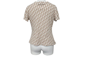 極美品 Christian Dior クリスチャンディオール トロッターVネック 半袖Ｔシャツ ホワイト コットン サイズ42 5E16155951 中古 4c075944
