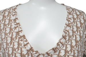 極美品 Christian Dior クリスチャンディオール トロッターVネック 半袖Ｔシャツ ホワイト コットン サイズ42 5E16155951 中古 4c075944