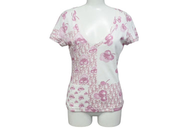 極美品 ChristianDior クリスチャンディオール 半袖Tシャツ トロッター 2005 ガリアーノ期 5P16155953 ホワイト ピンク 38 中古 4c075945 