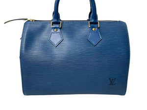 LOUIS VUITTON ルイヴィトン スピーディ30 エピ ハンドバッグ ボストンバッグ M43005 PVC レザー ブルー ゴールド金具 美品 中古 4c075986