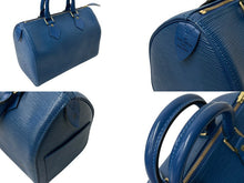 Load image into Gallery viewer, LOUIS VUITTON ルイヴィトン スピーディ30 エピ ハンドバッグ ボストンバッグ M43005 PVC レザー ブルー ゴールド金具 美品 中古 4c075986