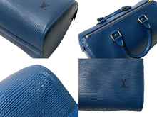Load image into Gallery viewer, LOUIS VUITTON ルイヴィトン スピーディ30 エピ ハンドバッグ ボストンバッグ M43005 PVC レザー ブルー ゴールド金具 美品 中古 4c075986