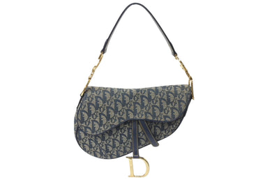 Christian Dior クリスチャンディオール サドルバッグ ワンショルダーバッグ トロッター ネイビー ガリアーノ期 中古 4c076003