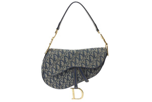 Christian Dior クリスチャンディオール サドルバッグ ワンショルダーバッグ トロッター ネイビー ガリアーノ期 中古 4c076003