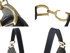 Christian Dior クリスチャンディオール サドルバッグ ワンショルダーバッグ トロッター ネイビー ガリアーノ期 中古 4c076003