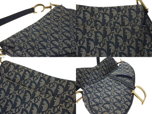 Christian Dior クリスチャンディオール サドルバッグ ワンショルダーバッグ トロッター ネイビー ガリアーノ期 中古 4c076003