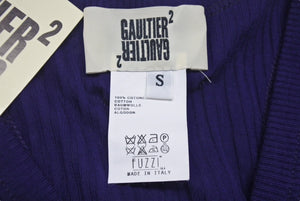 極美品 JEAN-PAUL GAULTIER ジャンポールゴルチエ タンクトップ ノースリーブ ネイビー系 コットン サイズS 中古 4c076045