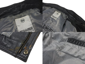pellepelle ペレペレ レザージャケット サイズXL 刺繍デザイン グレー ヴィンテージ チャコール 美品 中古 4c076046