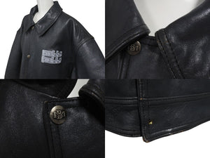 pellepelle ペレペレ レザージャケット サイズXL 刺繍デザイン グレー ヴィンテージ チャコール 美品 中古 4c076046